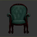 Teal Upholstered Chair with Wooden Legs Arms and Elegant Classic Design