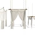 White Decorative Curtains Hanging On Wooden Rods With Various Styles