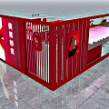COACH Store Display Area With Red Counters And Merchandise On Marble Floor 3d model