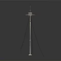 Professional Tripod Mounted Antenna Device With Guy Wires And Stable Base 3d model