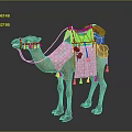 Ornate Decorated Camel With Green Saddle Patterned Blanket And Colorful Tassels