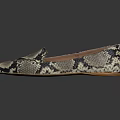 Elegant Snake Skin Pattern Flat Shoes With Natural Tone Upper And Light Brown Sole