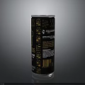 Black Beverage Can With Golden Patterns Barcode And Nutritional Information 3d model
