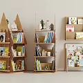 Unique Wooden Side Tables in Various Shapes with Books and Decor Items