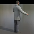 Game Movie Character Wearing Gray Coat Tie Gray Pants and Shoes Standing
