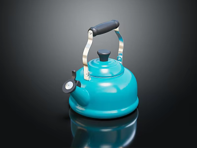 Stylish Blue Kettle With Black Handle And Modern Design As Essential Household Daily Use Appliance 3d model