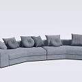 Gray Curved Multi Person Sofa With Various Patterned Pillows And Comfortable Design 3d model
