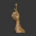 Golden Human Hand With Visible Hair Holding A Key In Golden Sculptural Form