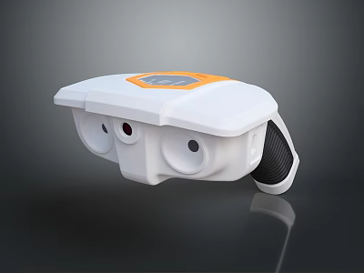 White And Orange Electronic Device With Dual Circular Lenses Digital Display And Black Component 3d model