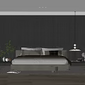 Modern Bedroom Interior Design With Platform Bed Area Rug And Wall Paneling 3d model