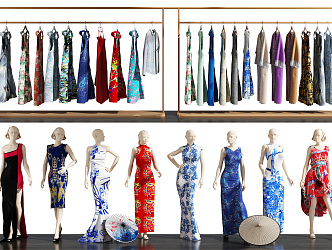 Modern Model Hanfu Cheongsam Dress Model Combination 3d model