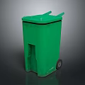 Green Household Waste Bin With Wheels Handles And Lid For Daily Use