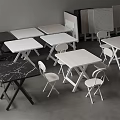 Modern Dining Table Set With White Black Tables Matching Chairs And Different Materials 3d model