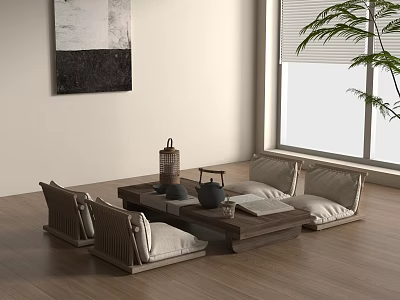 Japanese Tatami Tea Table and Chair Ornaments 3d model
