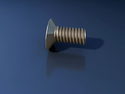 High Quality Golden Flat Head Threaded Metal Screw for Hardware Tools 3d model