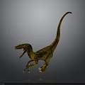 Golden Yellow Raptor Dinosaur Character Standing With Open Mouth Sharp Teeth And Long Tail