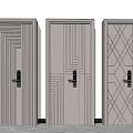 Modern Metal Security Doors With Geometric Patterns And Three Panel Design 3d model