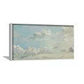 Beautiful Sky Landscape Painting With Fluffy White Clouds And Soft Blue Tones