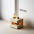 Angelo Stone Bedside Table With Layered Design And Lamp Candle On Top 3d model