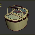 Beige Storage Basket With Dark Brown Trim Dual Handles And Transparent Lid For Home Organization