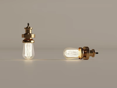 Vintage Light Bulbs With Gold Base And Clear Glass Filament For Home Decor 3d model