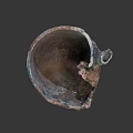 Ancient Rustic Tea Bowl With Patina And Mottled Texture On Dark Background