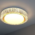 Round Crystal Ceiling Light With Sparkling Crystal Decorations Gold Frame Warm Glow Mounted On Ceiling 3d model