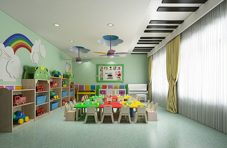 Modern Kindergarten Nursery Classroom Toy Activity School 3d model