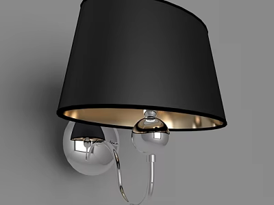 Elegant Modern Wall Lamp With Black Fabric Shade And Chrome Metal Base 3d model