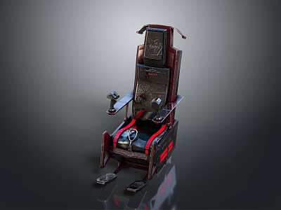 Modern Public Chair Design With Black And Red Leather High Backrest And Armrests 3d model