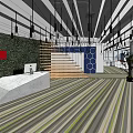 Modern Reception Area Interior Design With Marble Desk Green Plant Wall And Pendant Lights