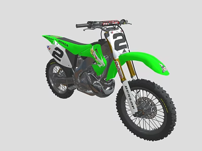 Green Dirt Motorcycle With Number 2 And Pro Taper Handlebars Off Road Tires 3d model