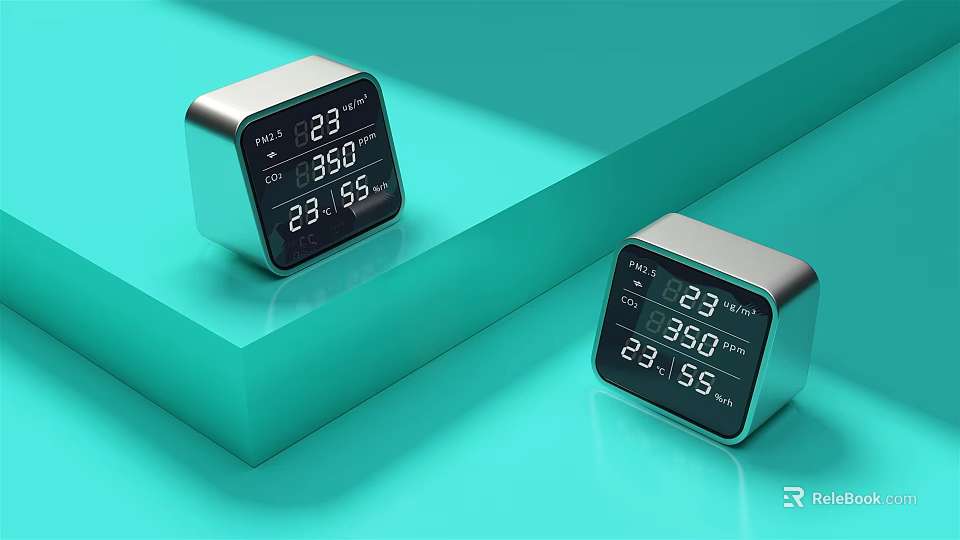 Modern Commercial Device For Digital Temperature Humidity Monitoring With Clear Screen 3d model 