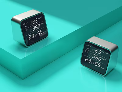 Modern Commercial Device For Digital Temperature Humidity Monitoring With Clear Screen 3d model