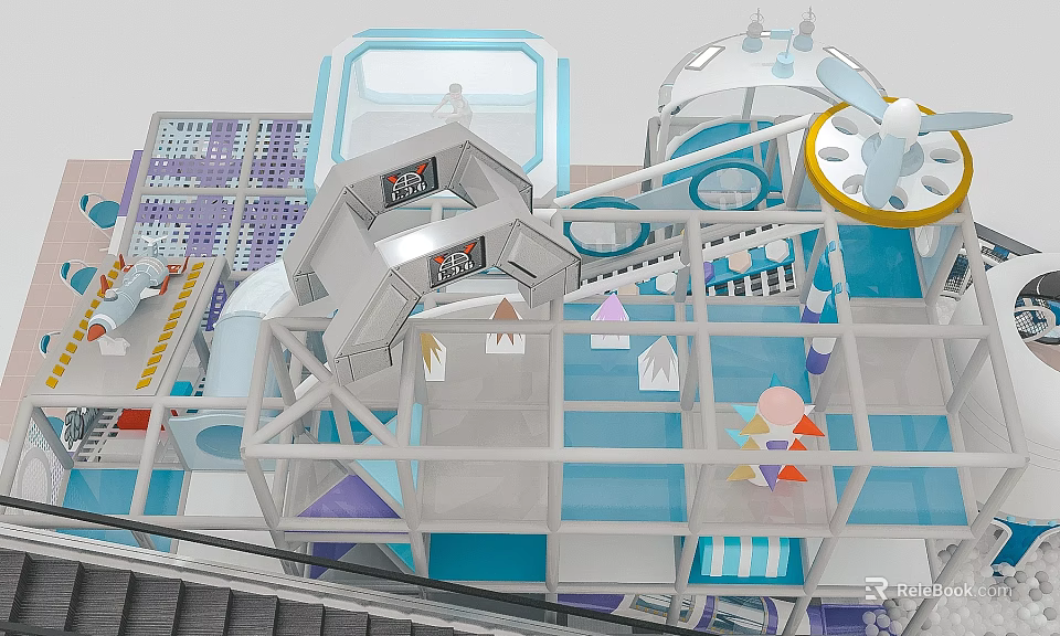 Fun Colorful Modern Playground With Slides Climbing Frames And Interactive Safe Play Elements For Children 3d model 