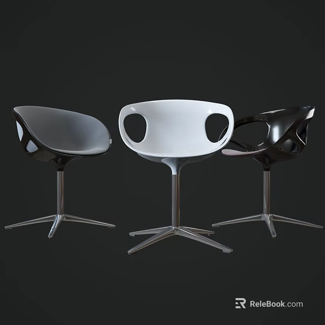 Modern Office Chair With Three Colors Hollow Back Design And Metal Base 3d model 