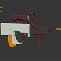 Futuristic Modern Weapon With White Gray Orange Components Blue Scope And Yellow Muzzle 3d model