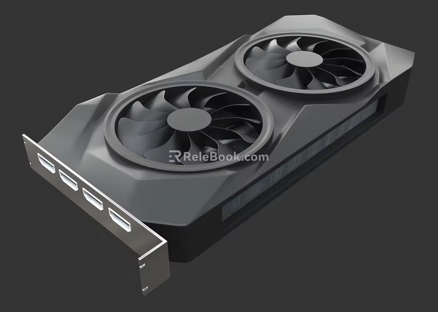 Computer graphics card dual fan cooling graphics card black graphics card independent graphics card high-end graphics card light tracking graphics card simple graphics card low mode low number of sides 3d model