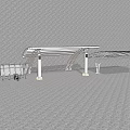 Outdoor Metal Canopy With Curved Support Columns And Transparent Roof Design