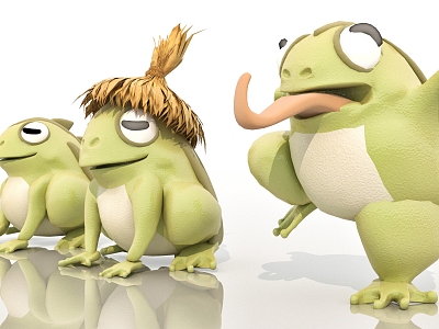 Modern Doll Edition Cartoon Frog Three Wearing Straw Hats model