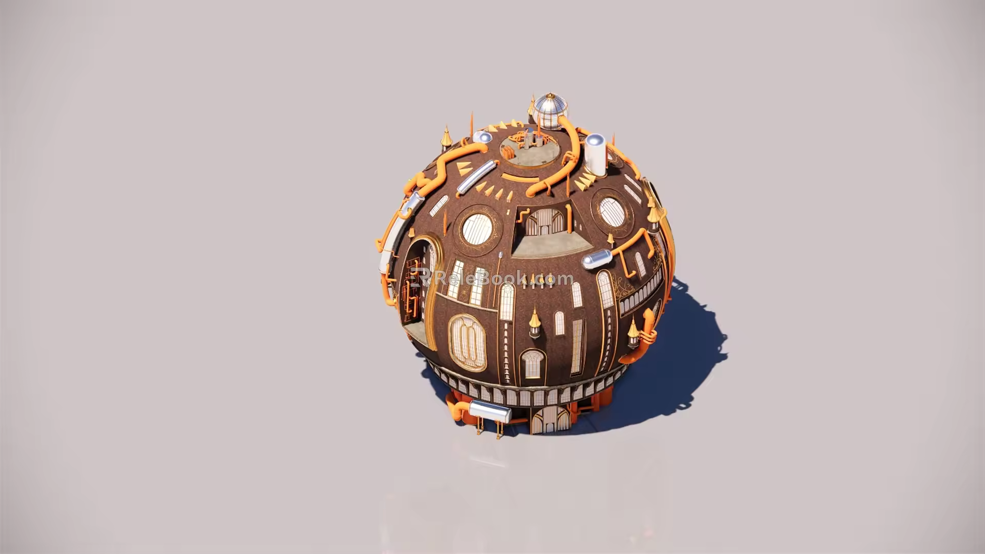 Retro architecture characteristic building 3d model