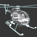 Detailed Green Military Helicopter with Airframe Mounted Equipment and White Landing Gear