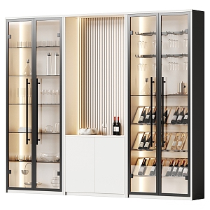 Light Luxury Wine Cabinet with Glass Door 3d model