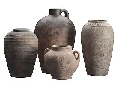 Ceramic Vessels With Various Shapes Textured Surfaces And Earthy Tones For Home Decor 3d model