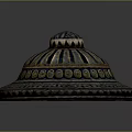 Intricate Sculptural Carving Featuring Striped Pattern Circular Accents And Ornate Top Design