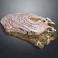 Stunning Open Pit Mine Landscape With Terraced Layers Rocky Terrain And Vegetation