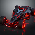 Futuristic Black Racing Car With Red Neon Lights And Aerodynamic Design