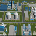 Industrial Plant Aerial View With Multiple Buildings Storage Tanks And Equipment Layout
