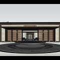 Modern Entrance Gate Design With Metal Frame Ceiling Lights And Stone Floor Details