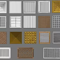 Air Conditioner Fans With Various Grille Panel Designs And Different Decorative Styles